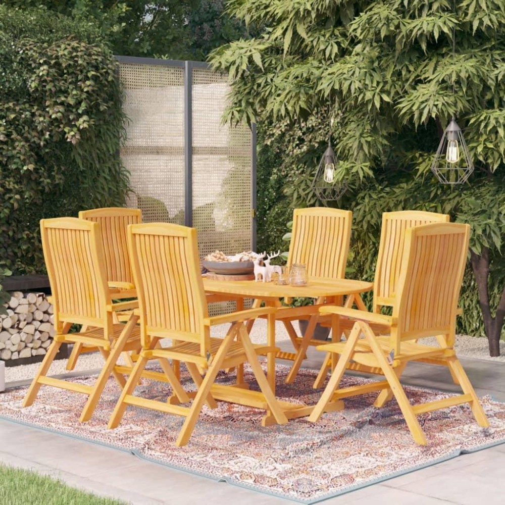 vidaXL 7 Piece Patio Dining Set Solid Teak Wood