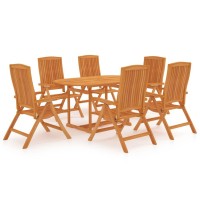 vidaXL 7 Piece Patio Dining Set Solid Teak Wood