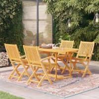 vidaXL 5 Piece Patio Dining Set Solid Teak Wood