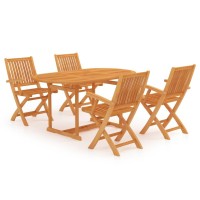 vidaXL 5 Piece Patio Dining Set Solid Teak Wood