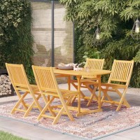 vidaXL 5 Piece Patio Dining Set Solid Teak Wood