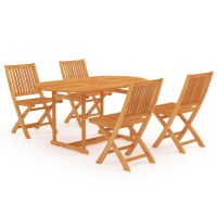 vidaXL 5 Piece Patio Dining Set Solid Teak Wood