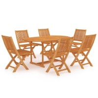 vidaXL 7 Piece Patio Dining Set Solid Teak Wood