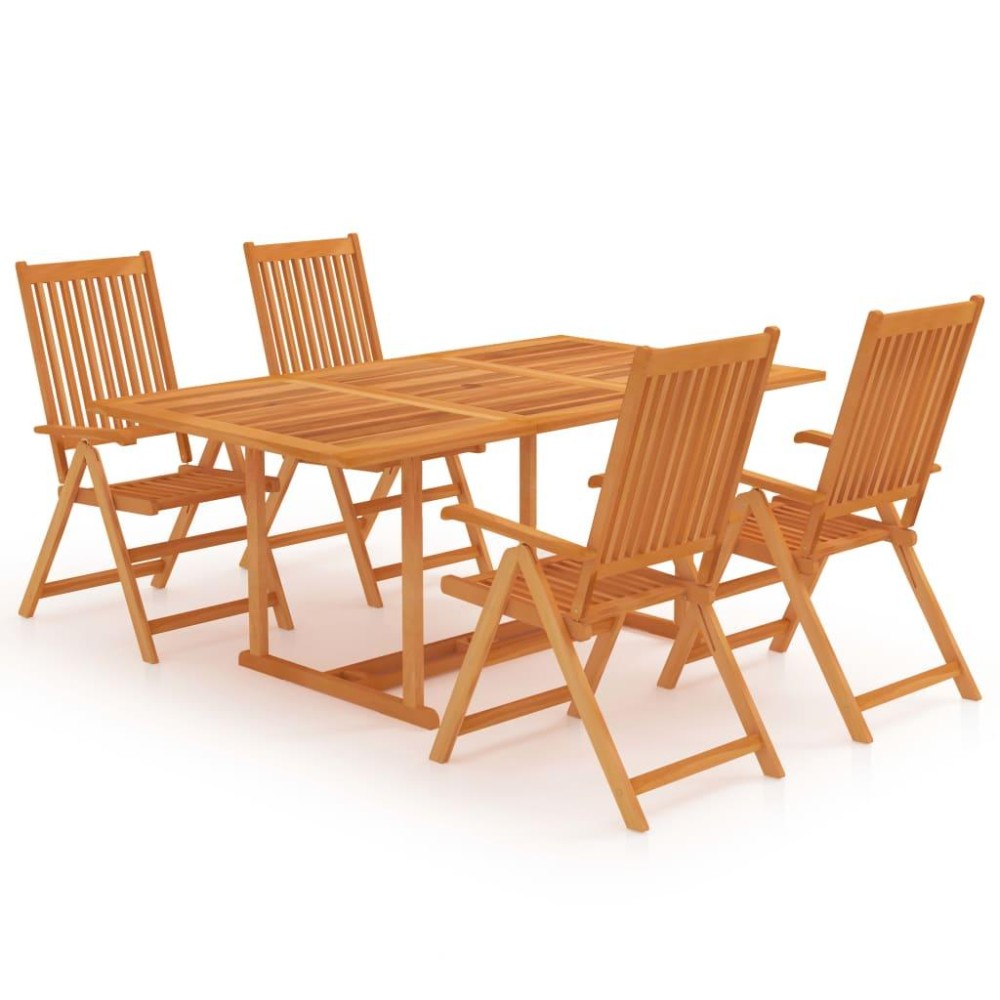 Vidaxl 5 Piece Patio Dining Set Solid Teak Wood