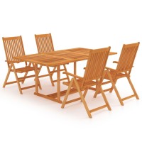 Vidaxl 5 Piece Patio Dining Set Solid Teak Wood