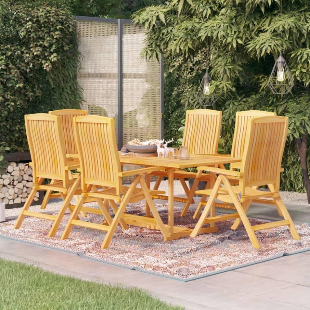 vidaXL 7 Piece Patio Dining Set Solid Teak Wood