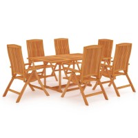 vidaXL 7 Piece Patio Dining Set Solid Teak Wood