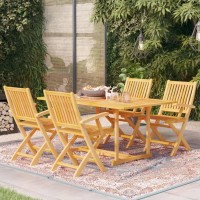 vidaXL 5 Piece Patio Dining Set Solid Teak Wood