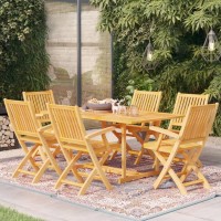 vidaXL 7 Piece Patio Dining Set Solid Teak Wood