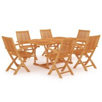 vidaXL 7 Piece Patio Dining Set Solid Teak Wood