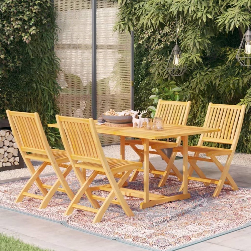 vidaXL 5 Piece Patio Dining Set Solid Teak Wood