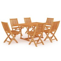 vidaXL 7 Piece Patio Dining Set Solid Teak Wood