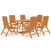 vidaXL 7 Piece Patio Dining Set Solid Teak Wood