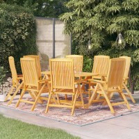 vidaXL 9 Piece Patio Dining Set Solid Teak Wood