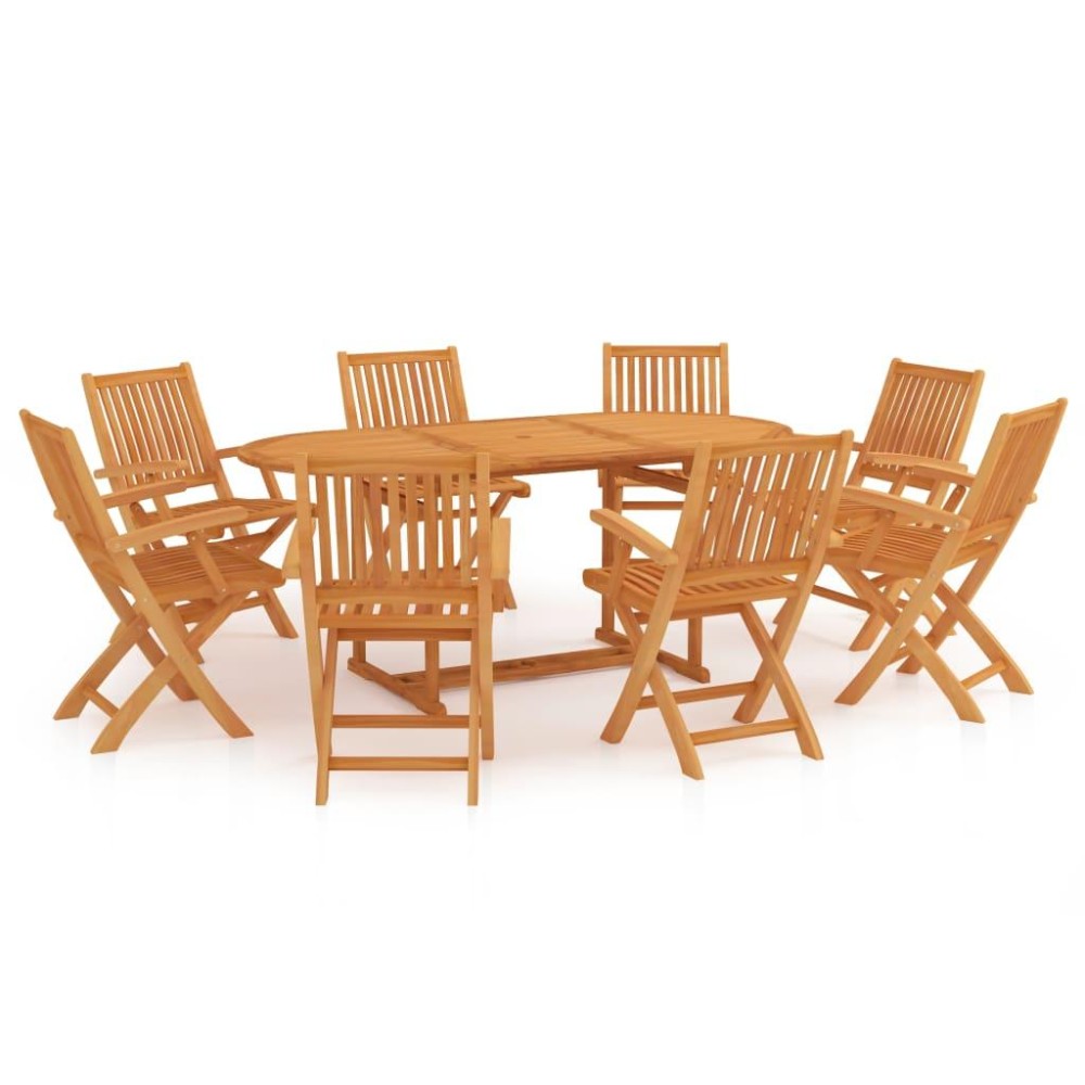 vidaXL 9 Piece Patio Dining Set Solid Teak Wood