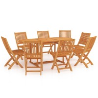 vidaXL 9 Piece Patio Dining Set Solid Teak Wood