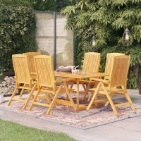 vidaXL 7 Piece Patio Dining Set Solid Teak Wood