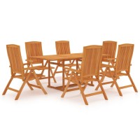 vidaXL 7 Piece Patio Dining Set Solid Teak Wood