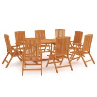 vidaXL 9 Piece Patio Dining Set Solid Teak Wood