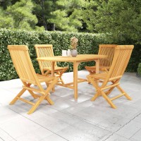 vidaXL 5 Piece Patio Dining Set Solid Teak Wood