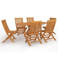 vidaXL 7 Piece Patio Dining Set Solid Teak Wood