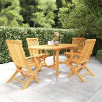 vidaXL 5 Piece Patio Dining Set Solid Teak Wood