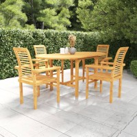 vidaXL 5 Piece Patio Dining Set Solid Teak Wood