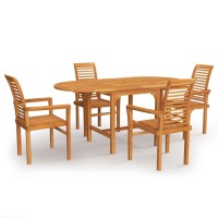 vidaXL 5 Piece Patio Dining Set Solid Teak Wood