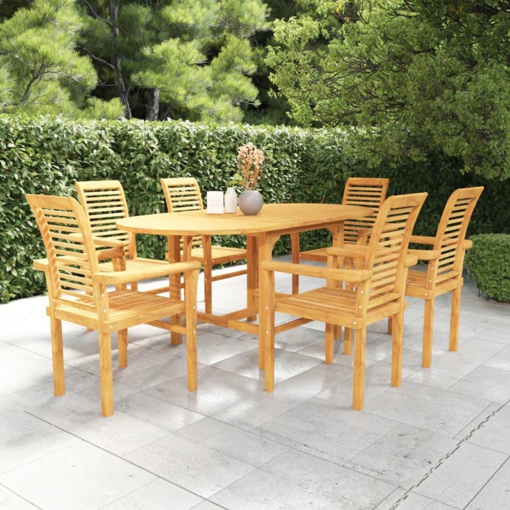 vidaXL 7 Piece Patio Dining Set Solid Teak Wood