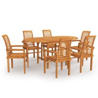 vidaXL 7 Piece Patio Dining Set Solid Teak Wood