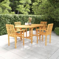 vidaXL 5 Piece Patio Dining Set Solid Teak Wood