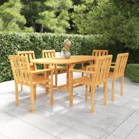 vidaXL 7 Piece Patio Dining Set Solid Teak Wood