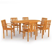 vidaXL 7 Piece Patio Dining Set Solid Teak Wood