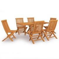 Vidaxl 7 Piece Patio Dining Set Solid Teak Wood