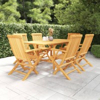 vidaXL 7 Piece Patio Dining Set Solid Teak Wood