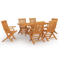 vidaXL 7 Piece Patio Dining Set Solid Teak Wood