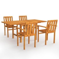 Vidaxl 5 Piece Patio Dining Set Solid Teak Wood