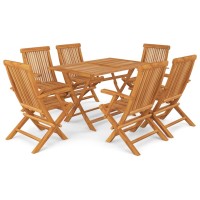 vidaXL 7 Piece Patio Dining Set Solid Teak Wood