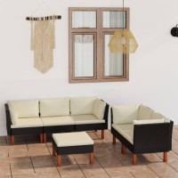 vidaXL 6 Piece Patio Lounge Set with Cushions Poly Rattan Black