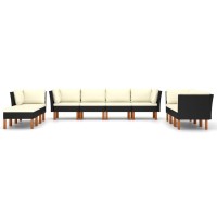 vidaXL 10 Piece Patio Lounge Set with Cushions Poly Rattan Black