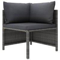 Vidaxl 3 Piece Patio Lounge Set With Cushions Poly Rattan Gray