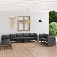 Vidaxl 10 Piece Patio Lounge Set With Cushions Poly Rattan Gray