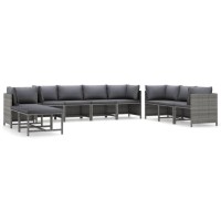 Vidaxl 10 Piece Patio Lounge Set With Cushions Poly Rattan Gray