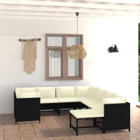 Vidaxl 9 Piece Patio Lounge Set With Cushions Poly Rattan Black