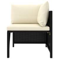 vidaXL 8 Piece Patio Lounge Set with Cushions Poly Rattan Black