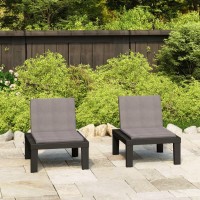 vidaXL Patio Lounge Chairs with Cushions 2 pcs Plastic Gray