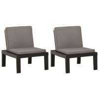 vidaXL Patio Lounge Chairs with Cushions 2 pcs Plastic Gray