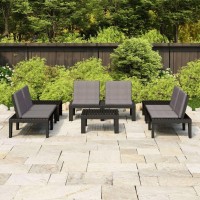 vidaXL 6 Piece Patio Lounge Set with Cushions Plastic Gray