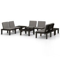 vidaXL 6 Piece Patio Lounge Set with Cushions Plastic Gray