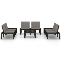 vidaXL 6 Piece Patio Lounge Set with Cushions Plastic Gray